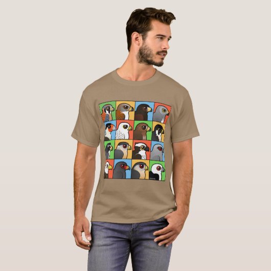 16 nordamerikanische Raubvogel-Profile T-Shirt (Vorne ganz)
