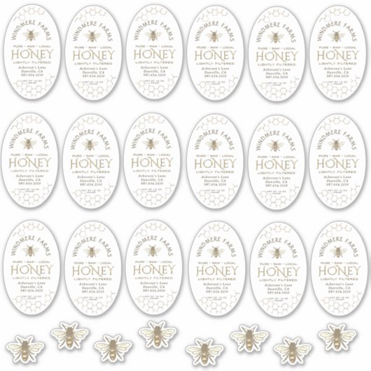 16 oder 32oz Waterproof Queenline Honey Jar Labels (Vorderseite)