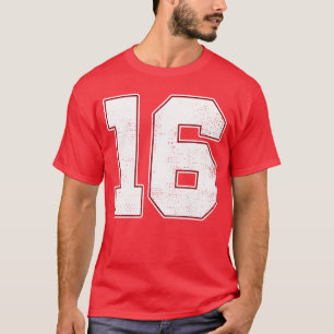 16 Outline Nummer 16 Fan Varsity Sportseam Blau Je T-Shirt