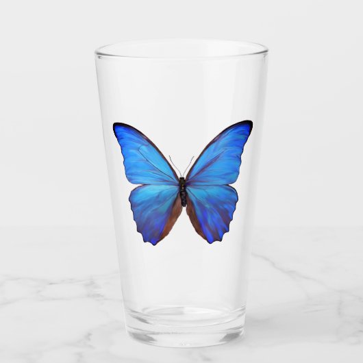 16 oz Glasblauer Schmetterling Glas (Vorderseite)