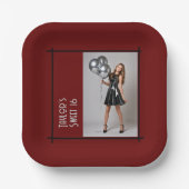 16-Party-Papierserviette bordeauxrot, schwarz Pappteller (Vorderseite)