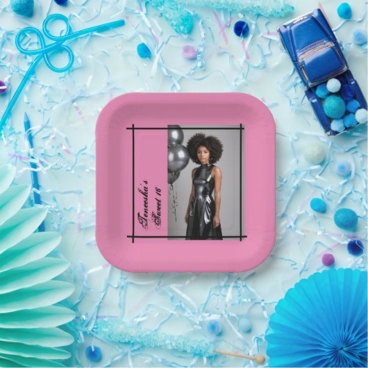 16-Party-Papierserviette Rosa Schwarz Pappteller (Party)