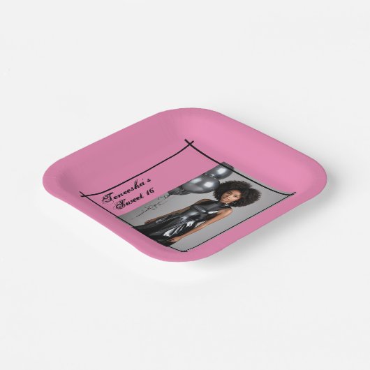 16-Party-Papierserviette Rosa Schwarz Pappteller (Gewinkelt)