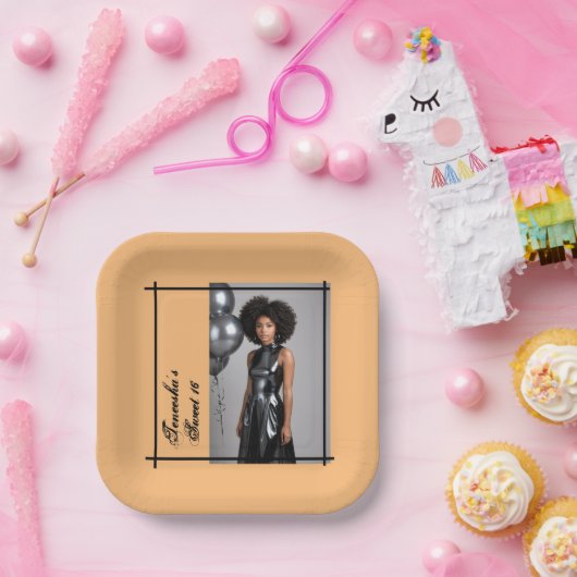 16-Party-Papierserviette schwarz Pappteller (Party)