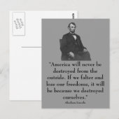16. Präsident Abraham Lincoln Postkarte (Vorne/Hinten)