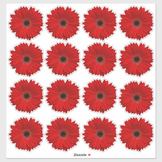 16 Red Gerbera Daisy Blume Kiss-Cut Stickers Aufkleber (Blatt)