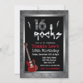 16 Rocks Rockstar Gitarre 16. Geburtstag Einladung (Vorderseite)