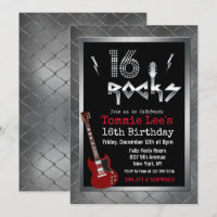 16 Rocks Rockstar Gitarre 16. Geburtstag Einladung