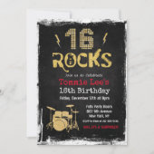 16 Rocks Rockstar Gitarre 16. Geburtstag Einladung (Vorderseite)