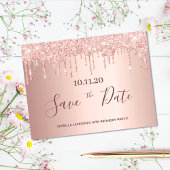 16. Rose Gold Glitzer Save the Date Postkarte