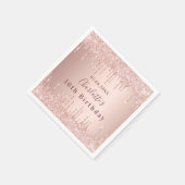 16. Rose Gold Glitzer Tropfen Monogramm Serviette (Ecke)
