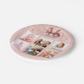 16. Rose Gold Rosa Foto Pappteller (Schrägansicht)