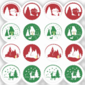 16 Rot grünes Weihnachtsfest Winterlandschaft Set Aufkleber (Vorderseite)