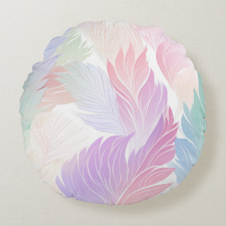 16" Rundwurfkissen, Blätter in Pastellfarben Rundes Kissen