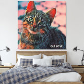 16. Schöne niedliche, coole, farbenfrohe Katze Leinwanddruck (Insitu (Schlafzimmer))