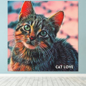 16. Schöne niedliche, coole, farbenfrohe Katze Leinwanddruck (Insitu (Holzboden))