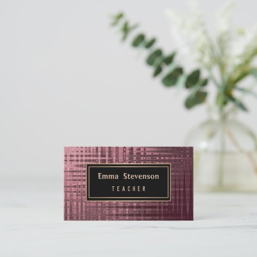 16 Schwarz, rosa, abstrakt, Muster, rosa und schwa Visitenkarte (Stehend Vorderseite)