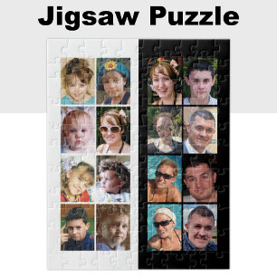 16 Schwarzweiß-Collage mit 16 Foto Puzzle