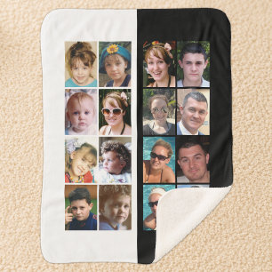 16 Schwarzweiß-Collage mit 16 Foto Sherpadecke