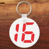 16 sechzehn rote Wecker digitale Nummer Schlüsselanhänger (Vorderseite)