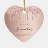 16. sechzehnte Rose Gold Glitzer Rosa 16 Keramik Ornament (Vorne)