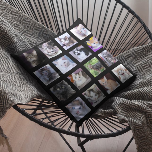 16 Square FotoCollage Kissen (Photo Collage Throw Pillow)