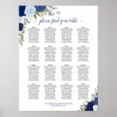 16 Tabelle Blauer Boho Blütensitzplan Poster (Vorne)