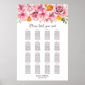 16 Tabelle Elegant Rosa Blumenkarte Poster (Vorne)