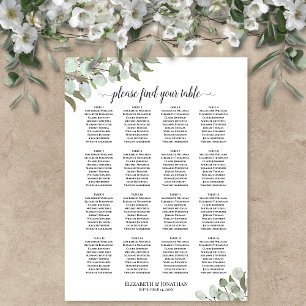 16 Tabelle Eukalyptus Sprigs Hochzeitstabelle Poster