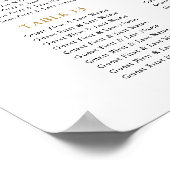 16 Tabelle Große Gold Hochzeitsgast-Seating Chart Poster (Ecke)
