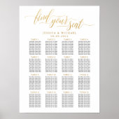16 Tabelle Große Gold Hochzeitsgast-Seating Chart Poster (Vorne)