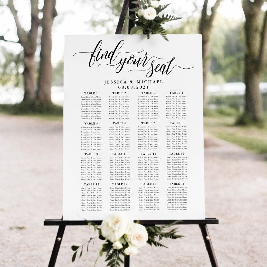 16 Tabelle Große Hochzeitgastsitzkarte Poster