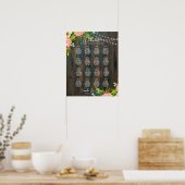 16 Tabelle HAUSHALTSPLAN FÜR DIE Rustikal-rosa-blä Poster (Küche)