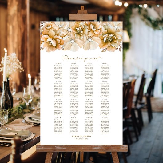 16 Tabelle Orangefarbene Hochzeitskarte Poster