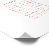 16 Tabelle Rose Gold Wedding Guest Seating Chart Poster (Ecke)