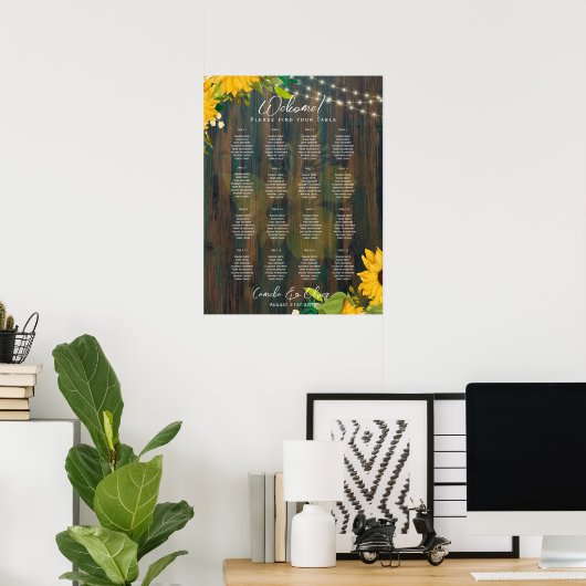 16 Tabelle Rustikale Sonnenblumen SITZPLATZ HAUSHA Poster (Heimbüro)