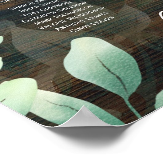 16 Tabelle Rustikale Waldgrün Eukalyptus SITZ P Poster (Ecke)