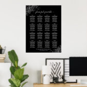 16 Tabelle Silver Frills Black Wedding Seating Cha Poster (Heimbüro)