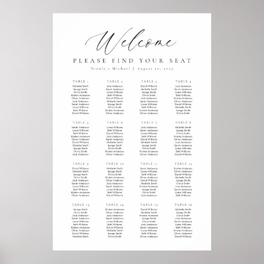 16 Tabellen Begrüßungszeichen Poster (Vorne)