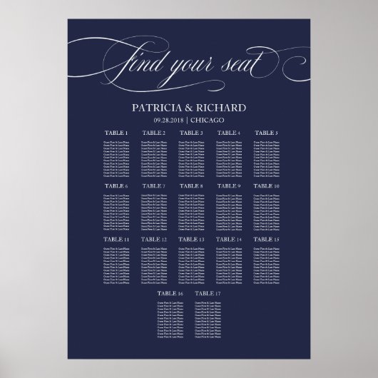 16 Tabellen Hochzeitssymbol Poster (Vorne)