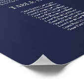 16 Tables Navy Blue Wedding Seating Chart Sign Poster (Ecke)
