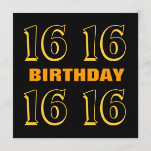 16. Teen Birthday Modern Gold und Black W1015 Karte