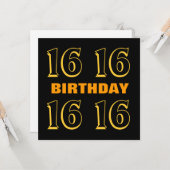 16. Teen Birthday Modern Gold und Black W1015 Karte (Vorderseite/Rückseite Beispiel)