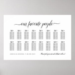 16 Tisch Elegant unsere Lieblings-Sitzkarte Poster