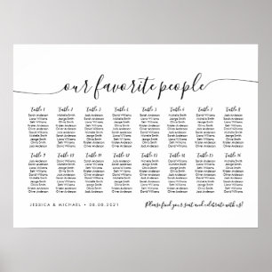 16 Tisch Elegant unsere Lieblings-Sitzkarte Poster