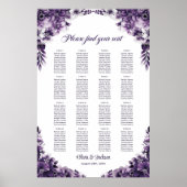 16-Tisch-Lila-Blumen-Hochzeits-Sitzplan Poster (Vorne)