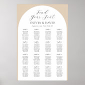 16 Tische Beige Bogen Finde Deinen Platz Sitzplan Poster (Vorne)
