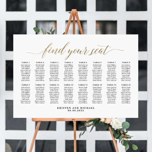 16 Tische Elegant Finden Sie Ihren Platz Sitzplan Poster