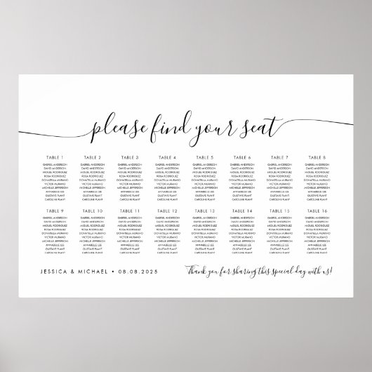 16 Tische für moderne Sitze Poster (Vorne)