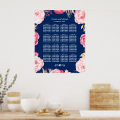 16 Tische Rosa Blumenkreide Hochzeitstabelle Poster (Küche)